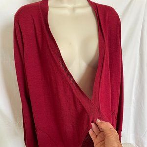 Eileen Fisher open-front cardigan; wool, small NEW without tags, mulberry color